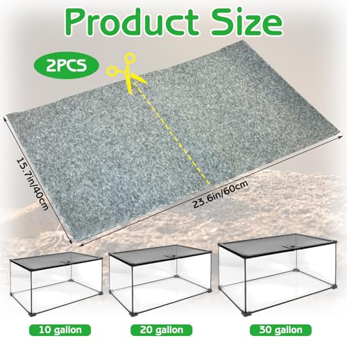 Tfwadmx Reptile Carpet, 2 Pack of Bearded Dragon Mat Terrarium Bedding Substrate Liner Reptile Mat for Snake Turtle Lizard Geckos Hermit Crabs (24'' X 16'')