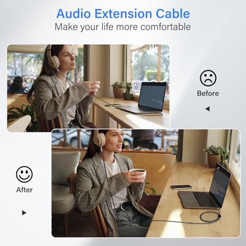 Elecan Headphone Extension Cable 3 Ft/2 Pack, 1/8 Inch 3.5 MM AUX Cord Wire Male to Female, Hi-Fi Sound Thin&Slim Braided TRS Stereo Audio Beats Cable Extender for Car,Home Stereos, Speaker,Phones - size: 3FT-2PK