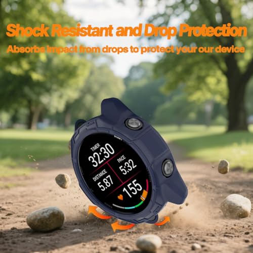 Watch Screen Protector for Garmin Forerunner 570 47mm and protective Case - color: Blue