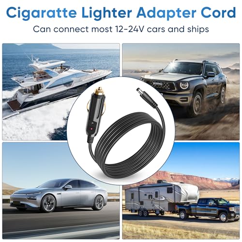 DC 5.5x2.1mm Car Cigarette Lighter Power Cord,6.5ft 12V-24V Car Charger
