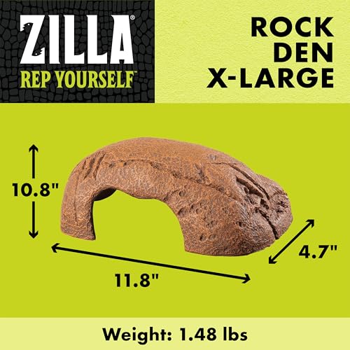 Zilla Rock Den, Naturalistic Rock Décor, Ideal Hideaway for Snakes, Skinks, Geckos, Bearded Dragons, Extra Large - size: Extra-Large