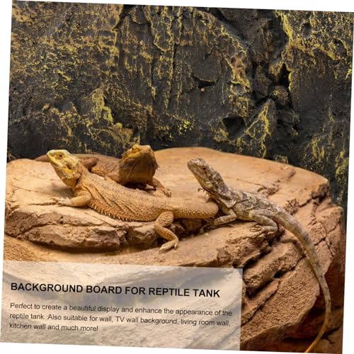 Kisangel Reptile Rock Background Board Decorative Panel for Turtle Tank Super Large Size Pu Material Fade-Resistant 3D Effect