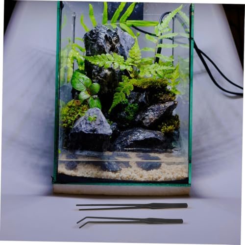 POPETPOP 4pcs Long Aquarium Tweezers Stainless Steel Curved and Straight Tongs Plant Food Tweezers Fish Tank Tools Reptile Feeding