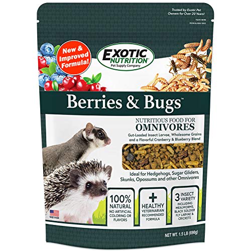 Berries & Bugs 3 lb. - All Natural High Protein High Fiber Insectivore Diet with Fruit, Gut-Loaded Insects, & Healthy Vitamins - Hedgehogs, Sugar Gliders, Skunks, Opossums & Other Insectivores - size: 3 Pound (Pack of 1)