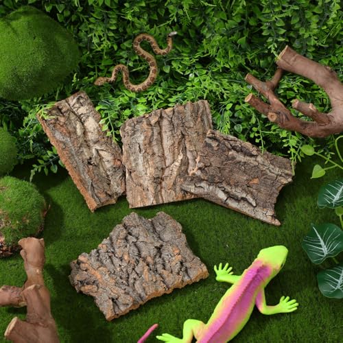 4Pcs Reptile Bark Climbing Platforms Natural Cork Wood Terrarium Decor Reptile Hideouts Tank Accessories for Snakes Lizards Small Pets