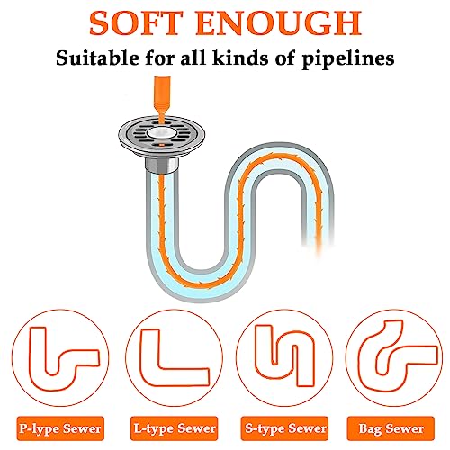 SDTC Tech 6-Pack 24 Inch Snake Drain Cleaner and 20 Inch Hair Clog Remover Flexible Spring Pipeline Claw Hook Retriever for Sewer Toilet Kitchen Sink Bathroom Tub - color: 5pcs 20inch+ 1pcs 24inch