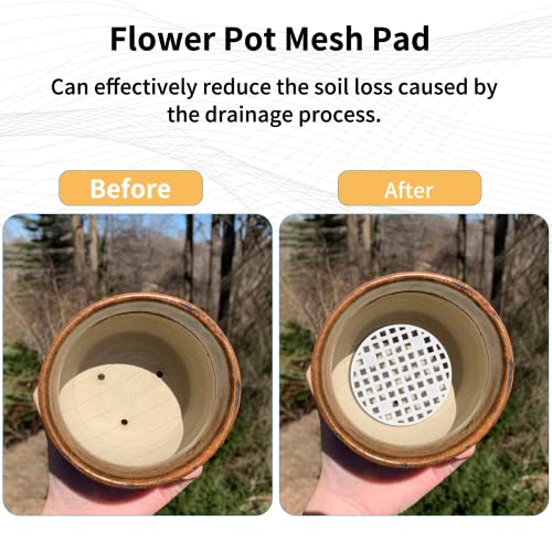 Bivethoi 100pcs Plant Pot Mesh Hole Cover Bonsai Drainage Mesh Insert, Flower Pot Hole Mesh Pad Bottom Grid Mat, Round Mesh Screen Pot Bottom Gasket for Garden Prevent Soil Loss (1.8" / 45mm, White) - color: White, size: 100pcs