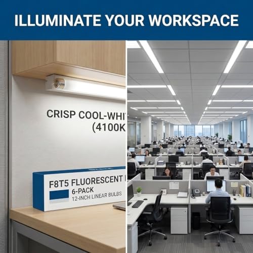 Circle F8T5 Fluorescent Light Bulbs - 12 inches Under Cabinet Bulb - Cool White 4100k 8 Watt Tube Bulb - Pack of 6 - color: 4100, size: 6 Count (Pack of 1)