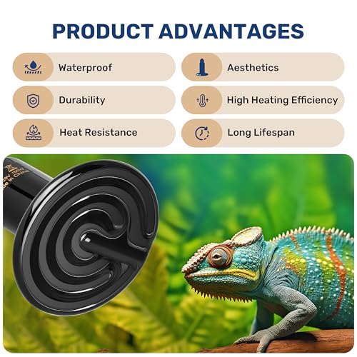 Reptile Heat Lamp 150W Ceramic Heat Emitter, No Light Emitting Heat Bulbs for Amphibian Pet Brooder Coop Incubating Chicken, Lizard Bearded Dragon Turtle Snake Terrarium - color: 1 Pcs (Black), size: 150 Watts
