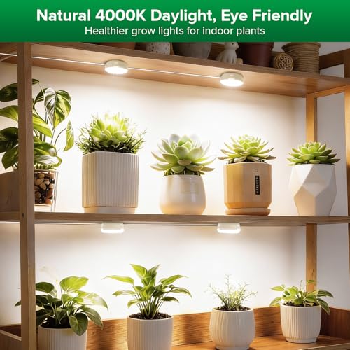 SANSI Grow Lights for Indoor Plants, Pot Clip LED Plant Lights for Indoor Growing, Full Spectrum+ 20W(5W*4) Puck Grow Lights for Indoor Plants