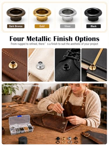 Moofey 3mm Leather Grommet Kit, 420 PCS Eyelets and Grommets with 3 Tools