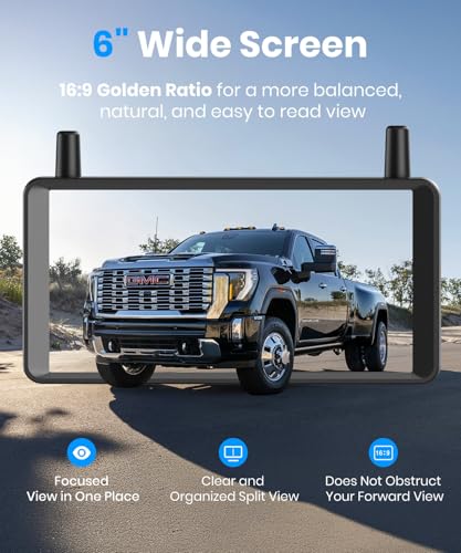 AUTO-VOX 6 Inch Solar Backup Camera Wireless, 1 Minute Easy Install
