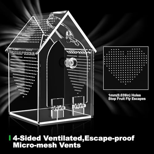 Cycodo Mini Jumping Spider Enclosure, Warp-Proof Acrylic Tarantula Terrarium, Front Opening Bug Habitat with Feeding Port for Praying Mantis, Snail, and Micro Reptile Habitat, 3" x 3" x 5" - size: 3"L * 3"W * 5"H