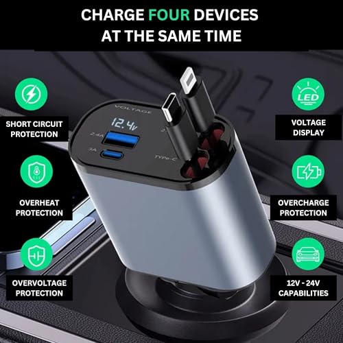 Wireless Car Play Adapter - Convert Wired to Wireless for iPhone & Android | Car Play for Vehicles 2017+ | Bluetooth Connection | Hands-Free Control | Charger with 2.6 ft. Retractable Charging Cord