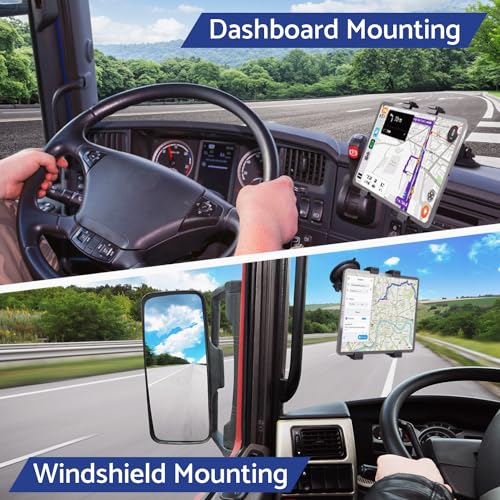 Heavy Duty Tablet Mount Truck, Car Tablet Holder for Dashboard and Windshield, iPad Holder Car Suction Mount up to 12.9",and for iPad, Galaxy Tab