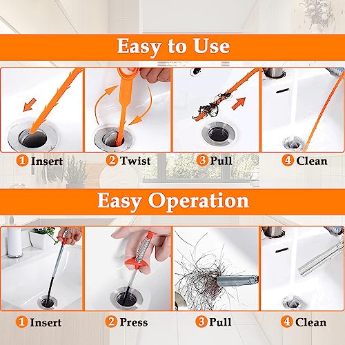 SDTC Tech 6-Pack 24 Inch Snake Drain Cleaner and 20 Inch Hair Clog Remover Flexible Spring Pipeline Claw Hook Retriever for Sewer Toilet Kitchen Sink Bathroom Tub - color: 5pcs 20inch+ 1pcs 24inch