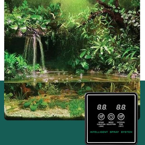 Reptile Fogger Smart Spray System, Reptile Automatic Humidifier with 360 Degree Adjustable Misting Nozzles, Intelligent Timing Cycle Sprayer for Terrarium Rainforest