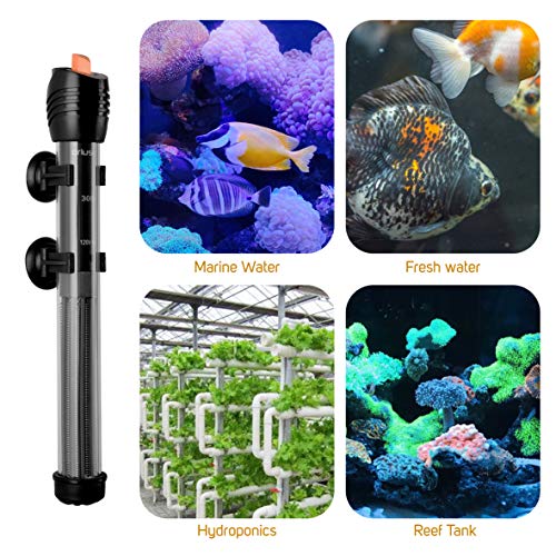 Orlushy Submersible Aquarium Heater, Adjustable Fish Tahk Heater with Free Thermometer Suitable for Marine Saltwater and Freshwater - size: C150