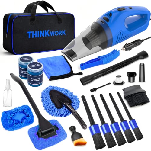 THINKWORK Car Cleaning Kit with Vacuum,Deep Cleaning for Interior Detailing - color: Blue