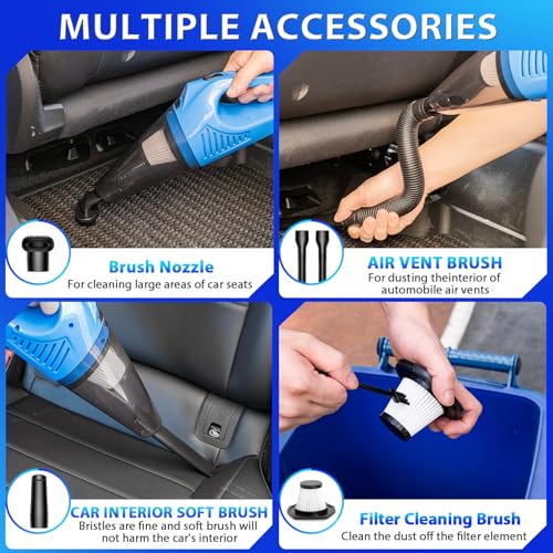 THINKWORK Car Cleaning Kit with Vacuum,Deep Cleaning for Interior Detailing - color: Blue