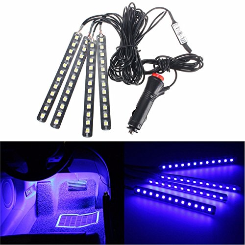 4PCS 48 LED Car Interior Lights, Blue Under Dash Light Kit - color: Blue 48 Lights