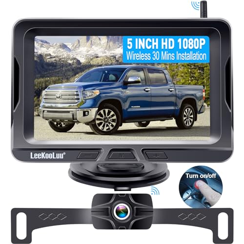 HD 1080P Wireless Backup Camera for Truck: 5 Inch Clear Day & Night Vision - size: 5'' + License Plate Camera for Truck