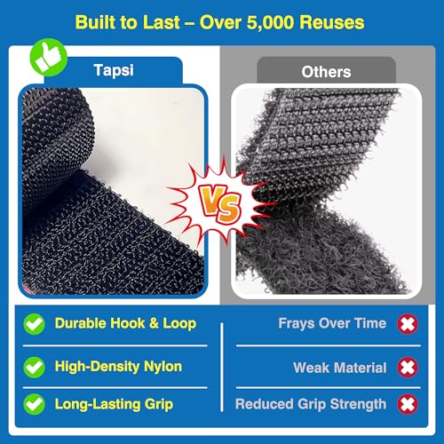 8 Sets Heavy-Duty Adhesive Hook and Loop Strips, 1.2" × 3.2"