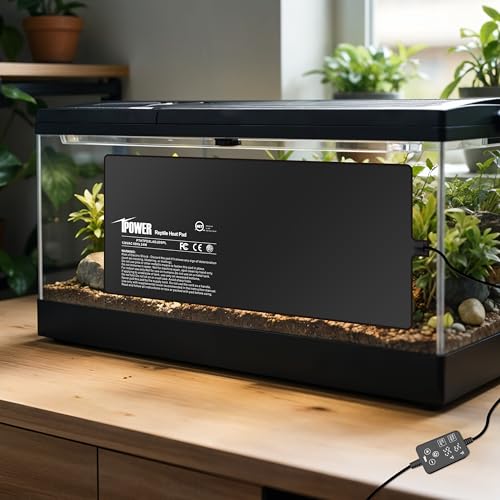 iPower 8 by 18 Inch 24W Reptile Heating Pad with Adjustable Thermostat, Under Tank Warmer Terrarium Heat Mat for Turtles/Snakes/Lizards/Frogs, and Other Reptiles - size: 8" x 18", style: Heat Pad - New