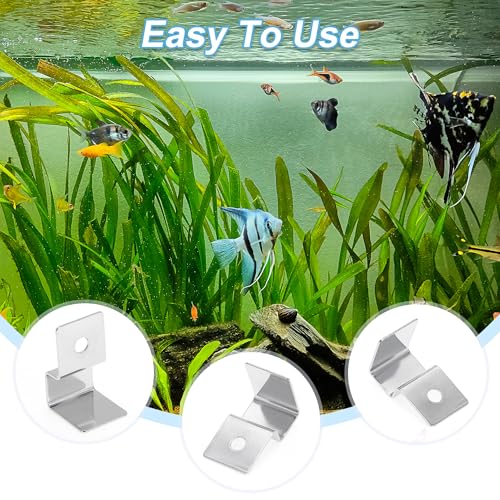 4 Pcs Aquarium Lid Clips, 15mm Aquarium Cover Support Clamps, Aquarium Cover Holder Lid, Stainless Steel Aquarium Tank Cover Clamps Set, Silver Tone