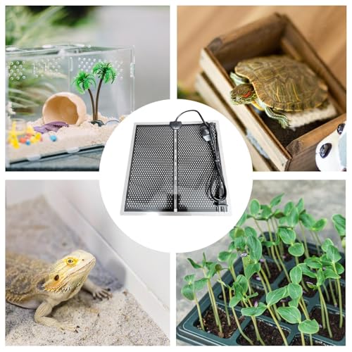 Reptile Heat Pad - 5.9x5.51in Adjustable Instant 5W Electric Waterproof | PVC Material, Ideal for Aquarium Warmer, Pets, Small Animals, Seedlings, Plants, Lizards, Frogs 15x14cm