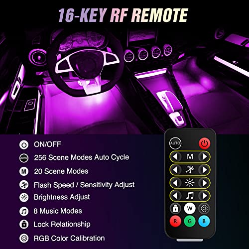 Nilight 4PCS USB Car Interior Lights Dream Color App and Remote Control - color: APP RGBIC Lights