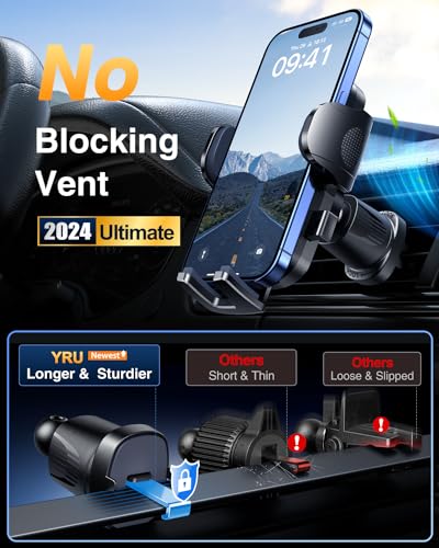 YRU True Military-Grade 360°Rotation Suction 2026 Ultimate Car Phone Holder - color: Light Grey