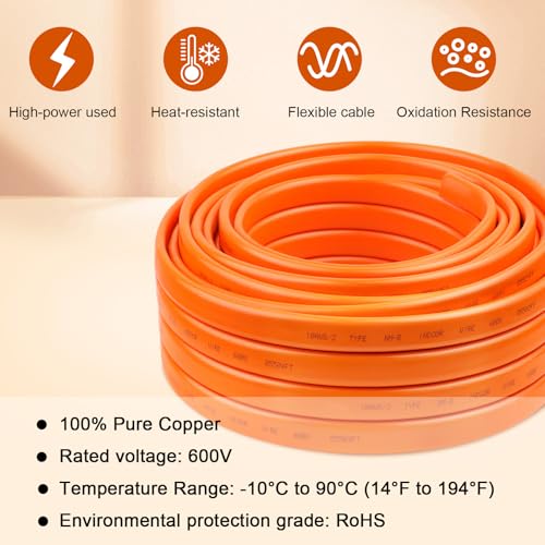 10/2 Wire with Ground - 15FT 10 Gauge NM-B Non-Metallic Sheathed Cable 100% Pure Copper 10 AWG 2 Conductor Residential Indoor Wire for Outlets, Switches, Other Loads and Lighting Wiring Projects etc. - size: 15FT, style: 10AWG/2