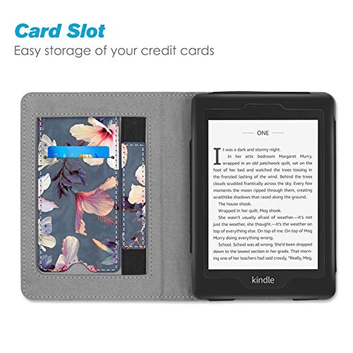 Fintie Stand Case for 6" Kindle Paperwhite 10th Gen 2018, Blooming Hibiscus - color: blooming hibiscus