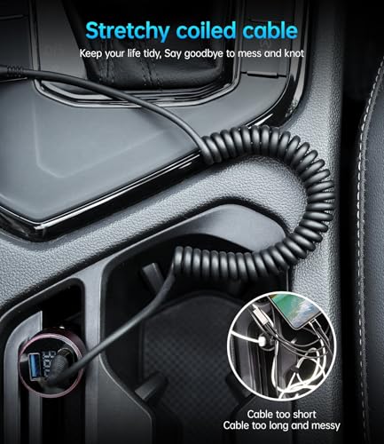 Coiled USB C Cable Fast Charging for Car 3FT/5FT, USB A to USB C Cable - color: Black, size: 3FT/5FT, style: USB A to USB C