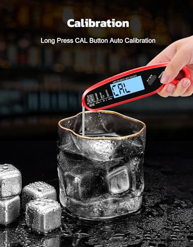 Instant Read Meat Thermometer Digital with Dual Probe, Food Thermometer for Cooking & Grilling, Large Backlit & Calibration, for Kitchen/Oven/Grill/Smoker/BBQ/Candy/Oil Fry, Gifts for Men & Dad - color: Red