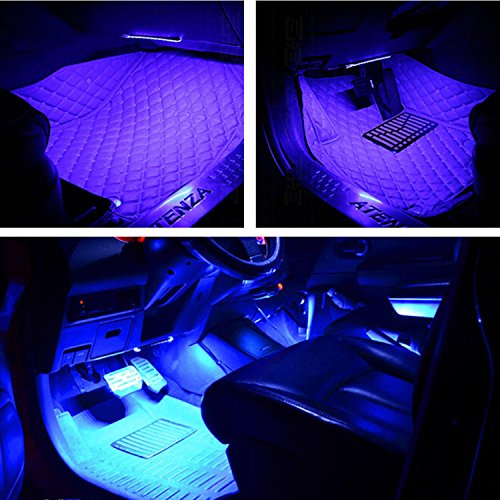4PCS 48 LED Car Interior Lights, Blue Under Dash Light Kit - color: Blue 48 Lights