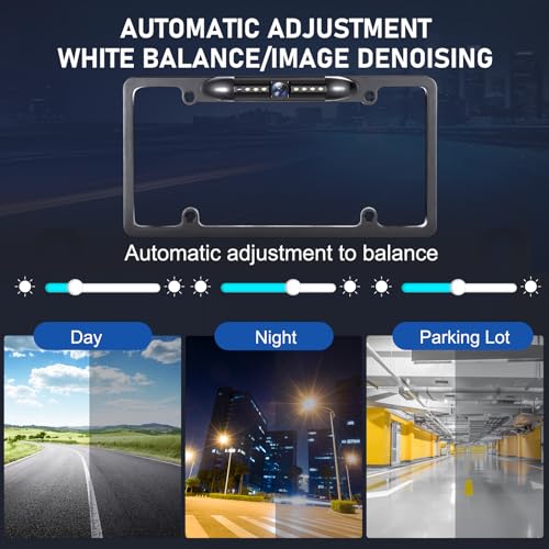 GLK Backup Camera, AHD 1080P License Plate Backup Camera, Night Vision Rear View Camera with 8 LEDs, Wide Angle IP69K Waterproof Reverse Rear Camera for 12-24V Car Vehicle SUV RV