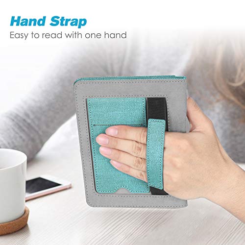 Fintie Stand Case for 6" Kindle Paperwhite 10th Gen 2018, Turquoise/Brown - color: turquoise/brown