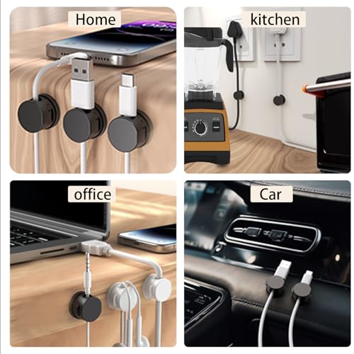 6 Pack Rotatable Magnetic Cable Clip Organizer