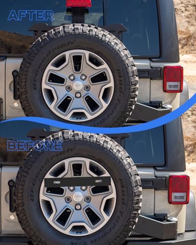 for Jeep Spare Tire License Plate Relocation Bracket Holder Compatible with 2007-2021 Jeep Wrangler JK JKU JL JLU, Black - size: For Jeep JK JL Spare Tire