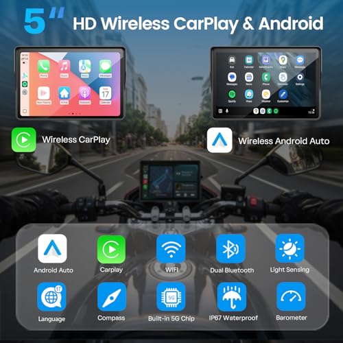 WonVon Upgraded 5" Motor CarPlay GPS Navigation with TPMS - color: 5 Inch+TPMS+Dual Cam