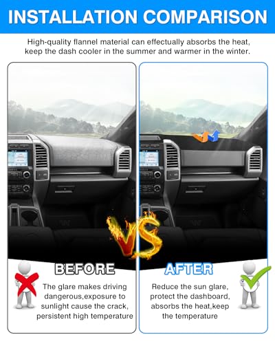 Autorder Dashboard Cover Mat for 2018-2021 Ford Expedition Accessories Dash Cover Flannel Dash Mat Sunshade Glare UV Rays Protector - size: Black 18-21 Expedition