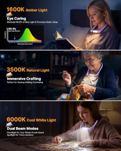 Reading Lights for Books in Bed, 3 Colors Dimmable Neck Light - color: Purple
