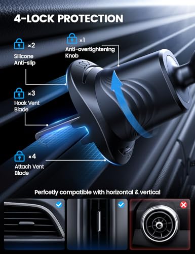 Lamicall Car Phone Holder Dashboard Vent Windshield 70 LBS Suction 3-in-1 - color: NEW Upgraded - Lucite black