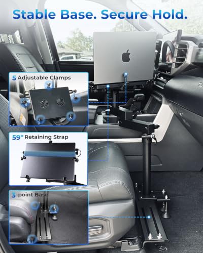 No-Drill Car Laptop Mount, Adjustable Mobile Truck Computer Stand