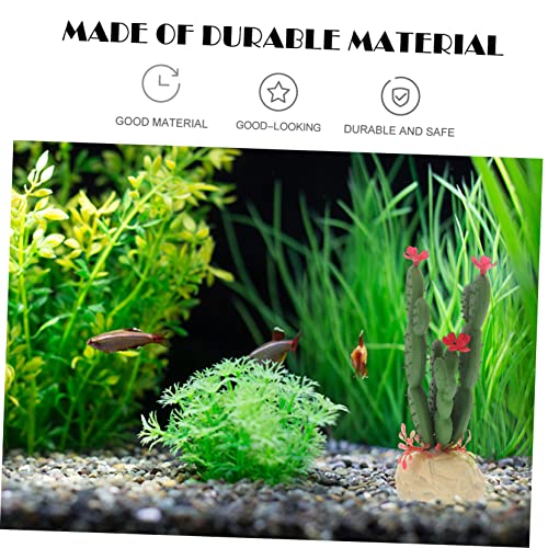 Artificial Plastic Cactus Plant for Fish Tank Decoration Vivid Aquarium Ornament Soft Fade Resistant Succulent Model Easy Care No Light Needed Aquarium Enthusiasts