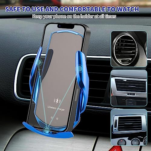 Wireless Car Charger Mount 15W Fast Charging Auto Clamping Car Phone Holder Mount Wireless Charging for Car Air Vent Compatible with All Android Smartphone(Red)