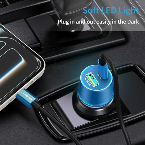 67.5W Blue Car Charger USB C Super Fast Charging for iPhone 17 Pro/Android - color: Blue, size: 3.3 ft