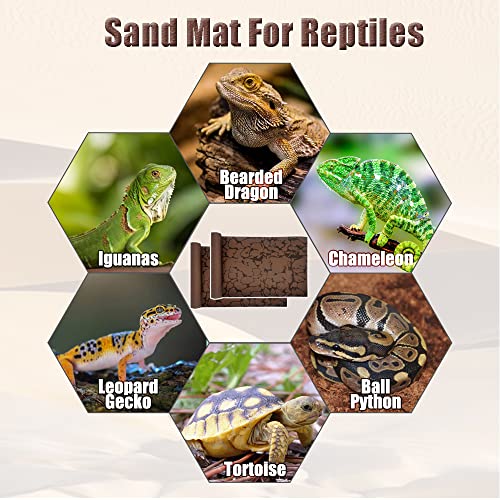 Tfwadmx 2 PCS Reptile Carpet Sand Mat Pet Terrarium Liner Lizard Bedding Mat Substrate Leopard Gecko Tank Accessories for Tortoise Turtle Snake Chameleon with Tweezers 16x23In - size: M:15.7"x23.6"(2Pcs)